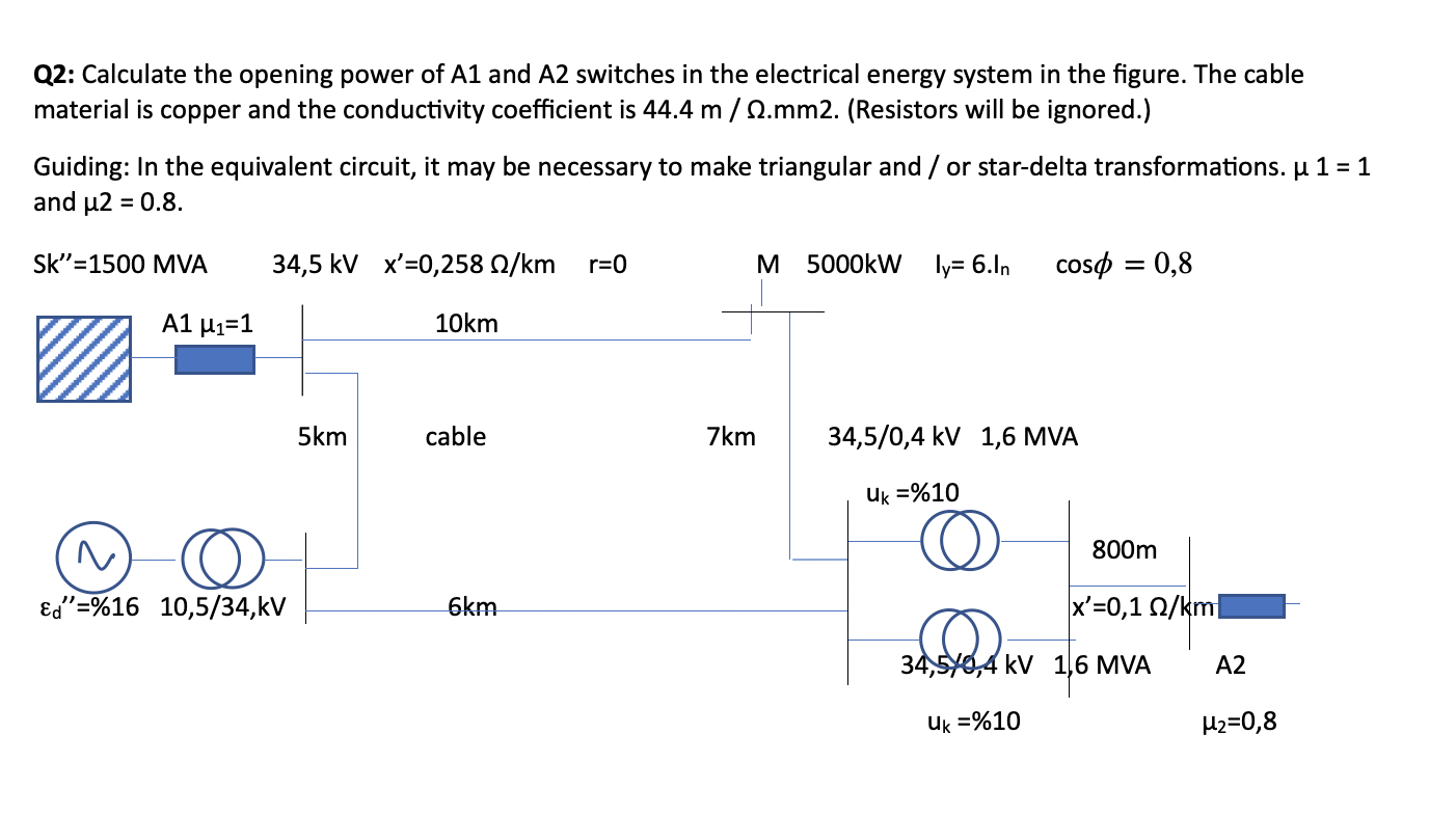 Calculate the opening power of A1 and A2 switches in