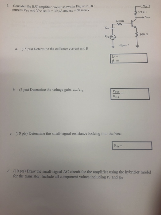 Solved 3. Consider the BJT amplifier circuit shown in Figure | Chegg.com