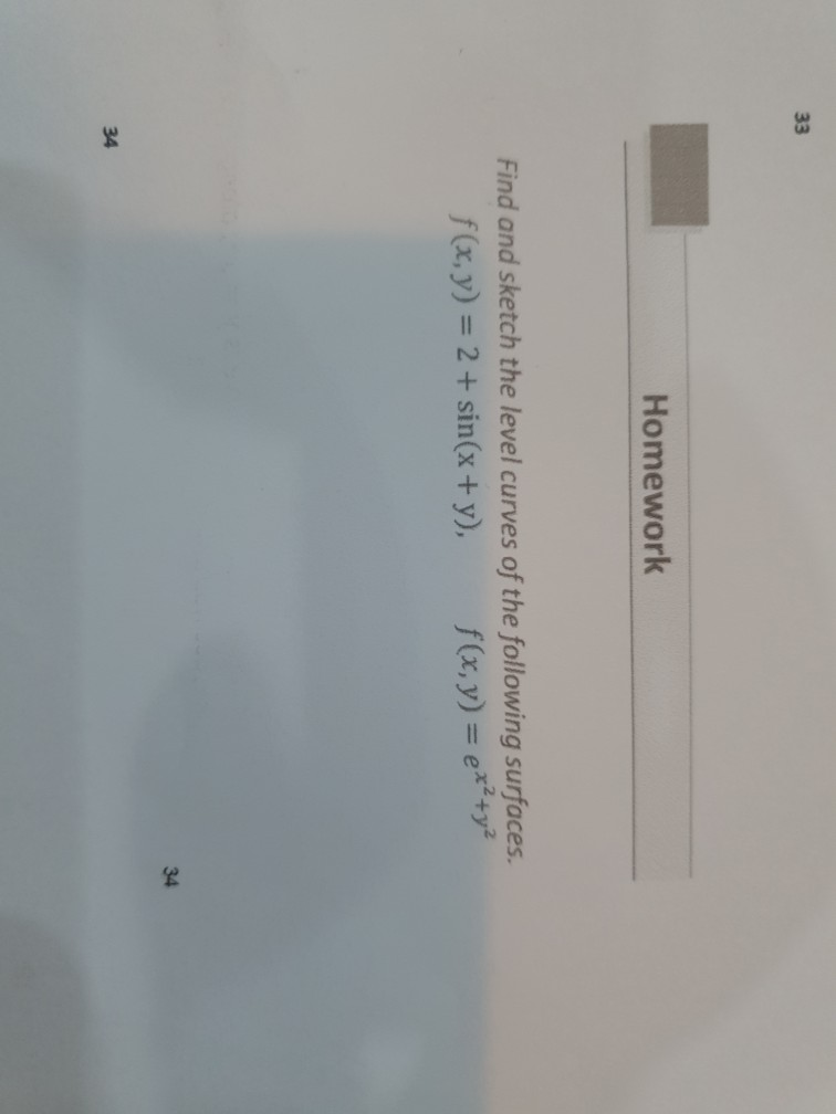 Solved 33 Homework Find And Sketch The Level Curves Of Th