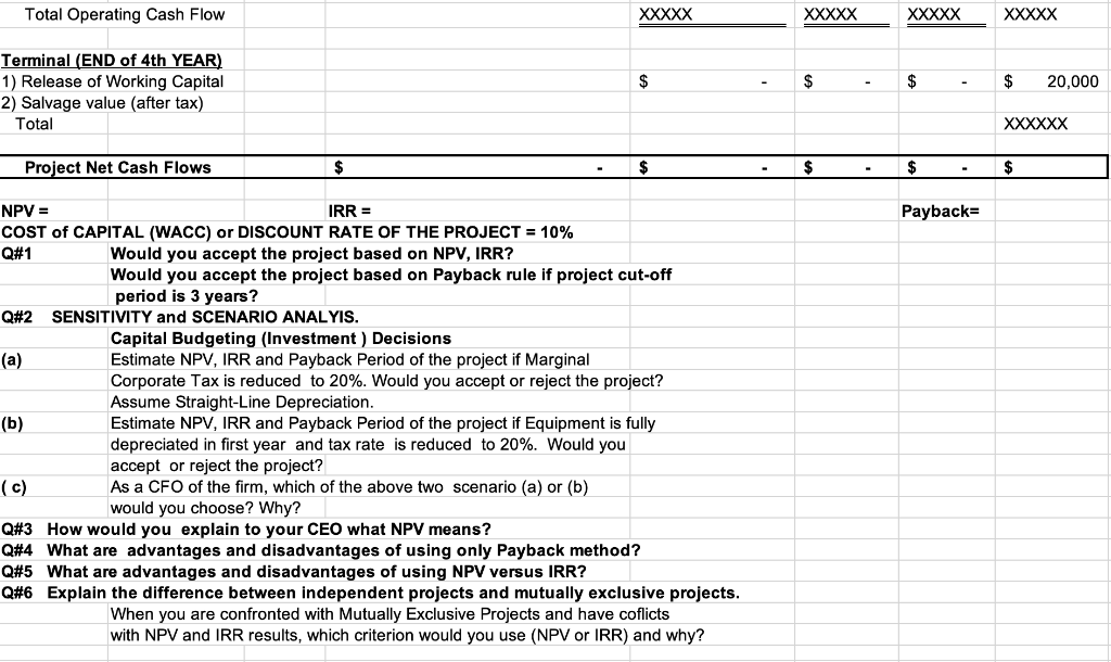 capital budgeting assignment