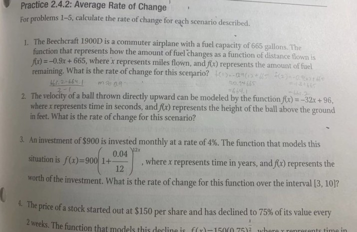Average Rate Calculation Practice Problems Solved Practice 2.4.2: Average Rate of Change For problems | Chegg.com