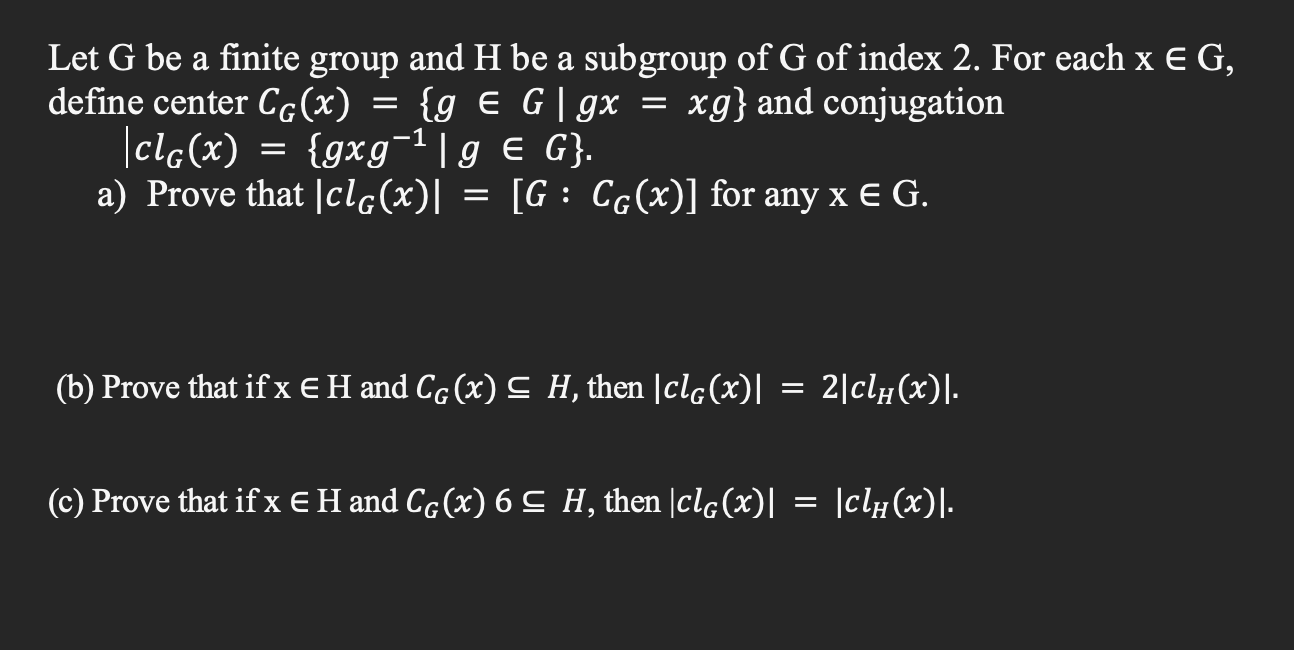 A let g be a finite group and h be a subgroup of chegg
