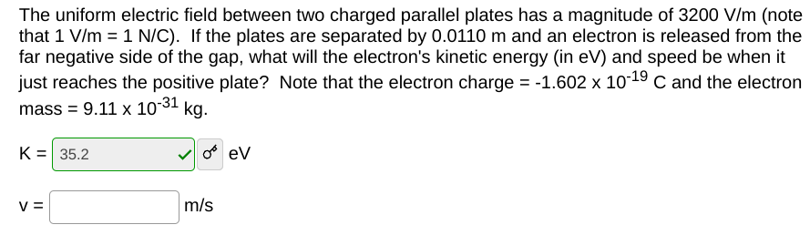 Solved The uniform electric field between two charged | Chegg.com