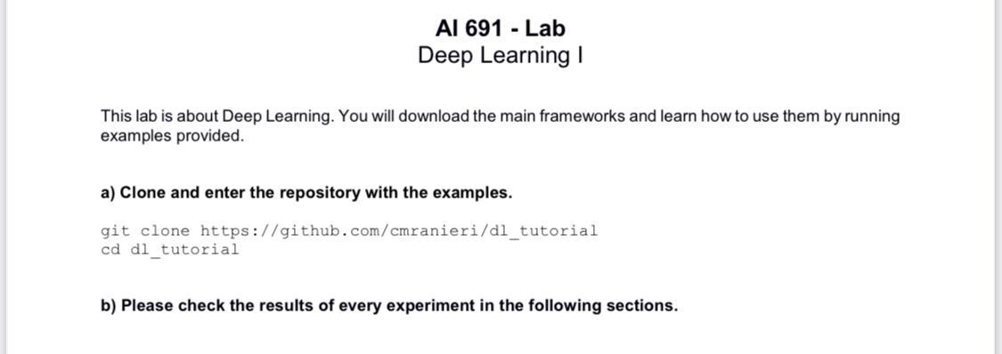 Solved This lab is about Deep Learning. You will download | Chegg.com