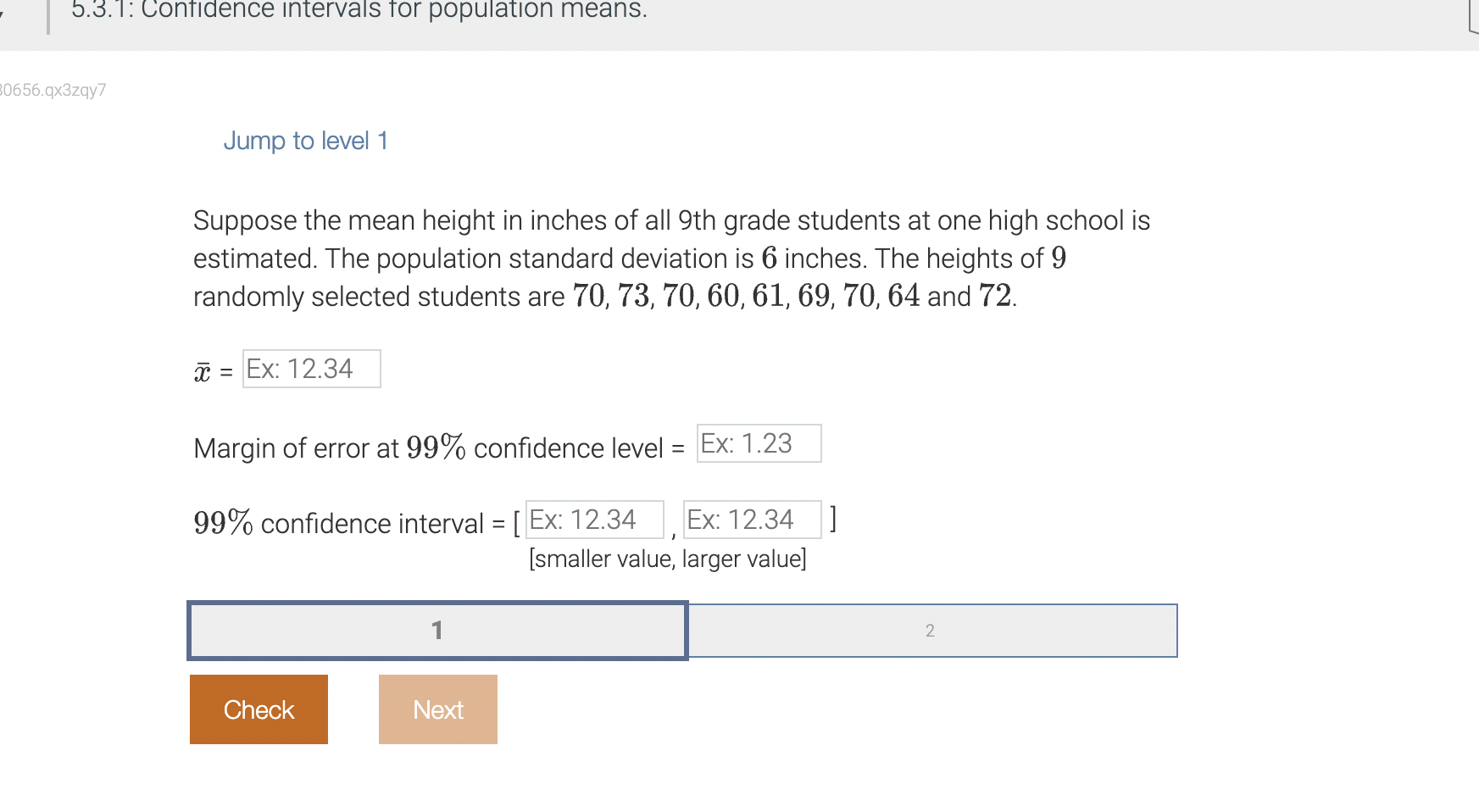 Solved Suppose the mean height in inches of all 9th grade
