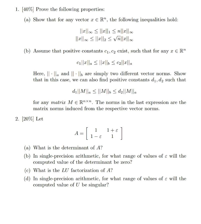 Solved 1. (40%) Prove The Following Properties: (a) Show | Chegg.com