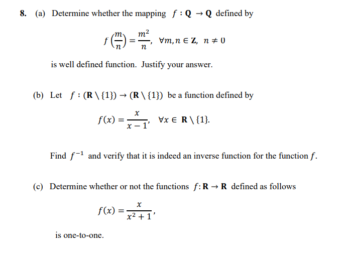 [Solved]: (a) Determine whether the mapping ( f: mathbf{