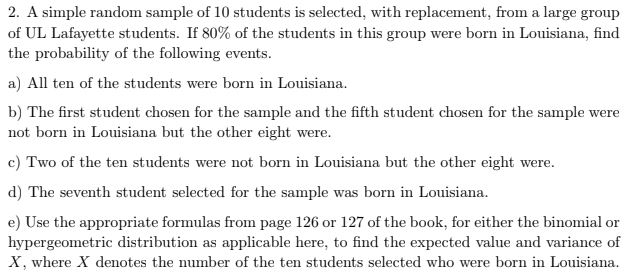Solved 2. A simple random sample of 10 students is selected, | Chegg.com