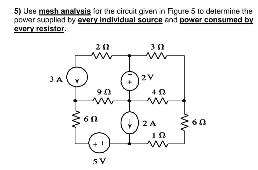 Solved 5) Use mesh analysis for the circuit given in Figure | Chegg.com