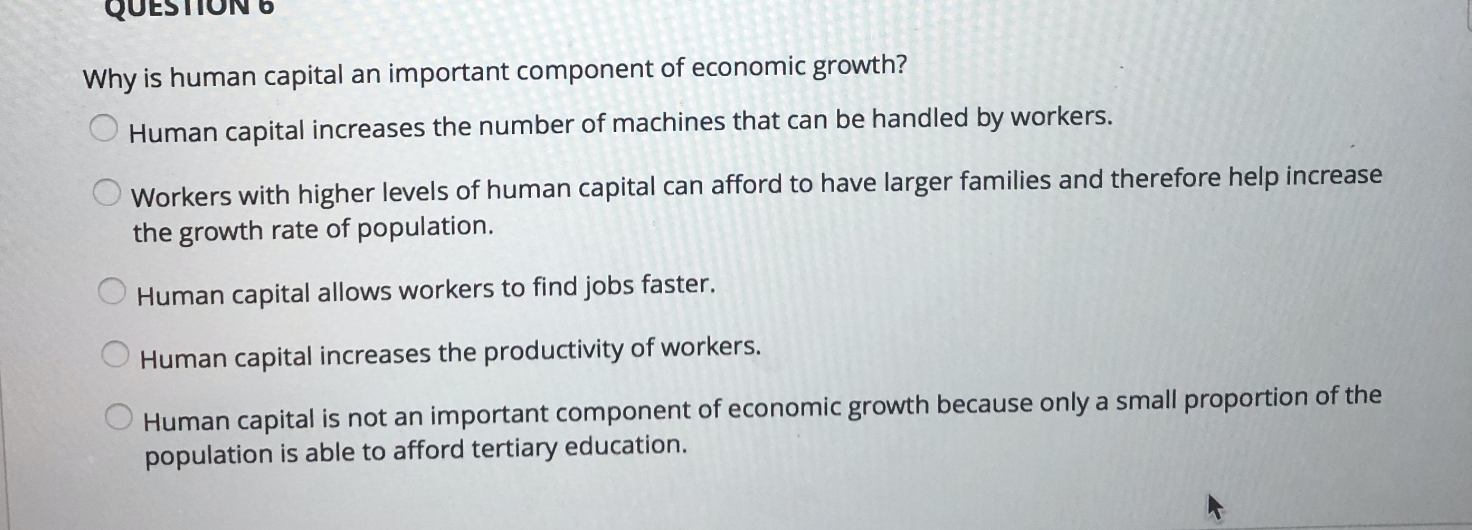 Solved Why is human capital an important component of | Chegg.com