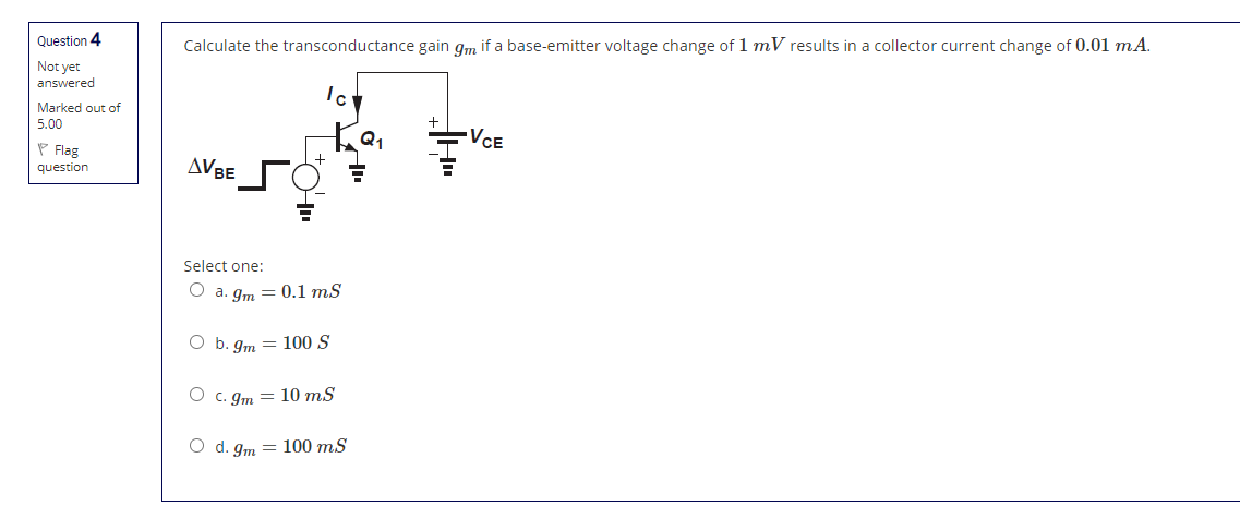 Solved Calculate the transconductance gain Gm if a | Chegg.com