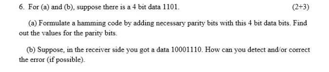 Solved 6. For (a) And (b), Suppose There Is A 4 Bit Data | Chegg.com