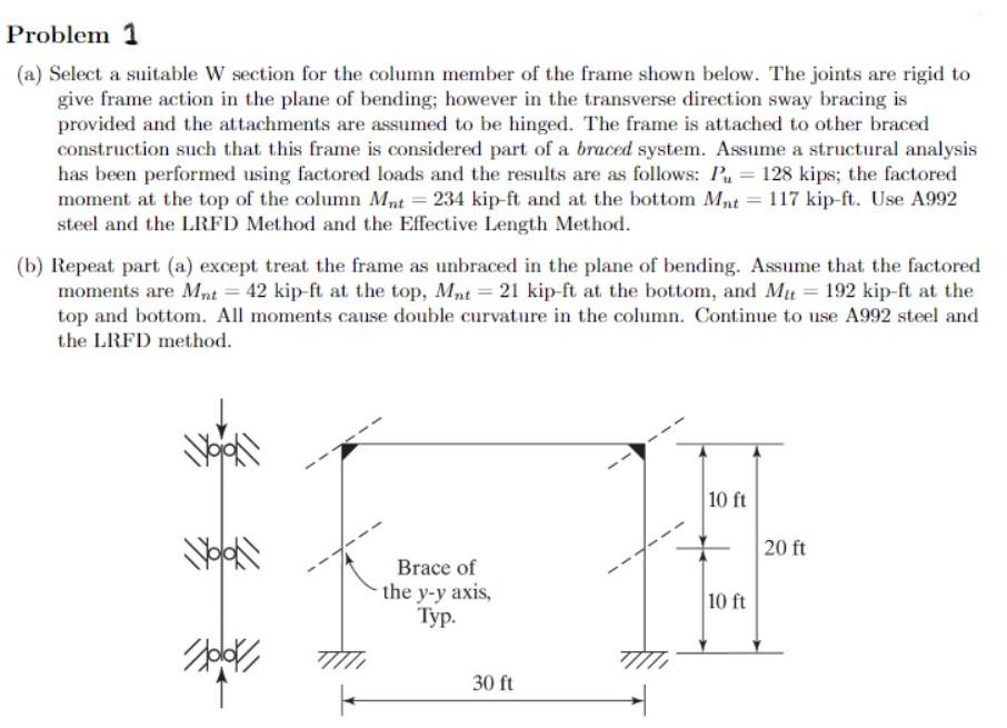 Solved Problem 1 (a) Select a suitable W section for the | Chegg.com