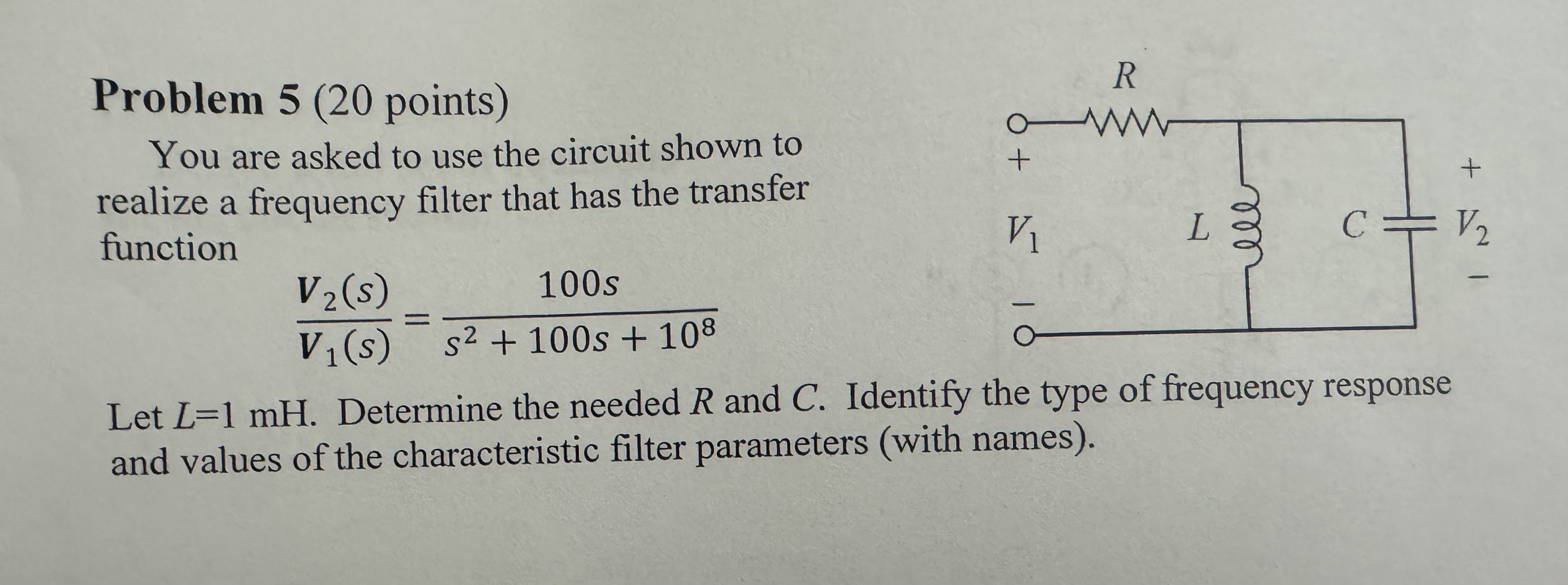 Solved Problem 5 (20 points) You are asked to use the | Chegg.com