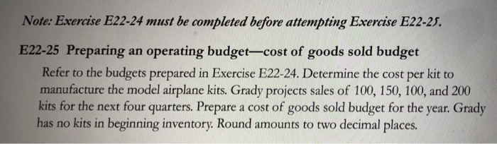 Note: Exercise E22-24 must be completed before | Chegg.com