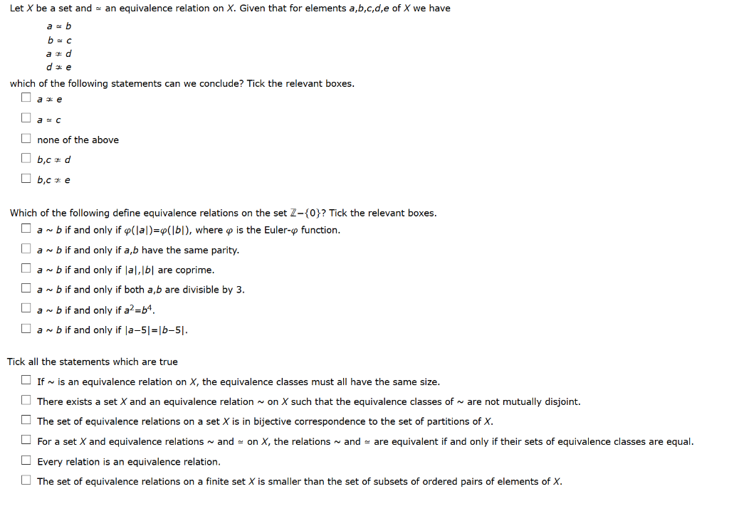 Solved Let X Be A Set And An Equivalence Relation On X. | Chegg.com