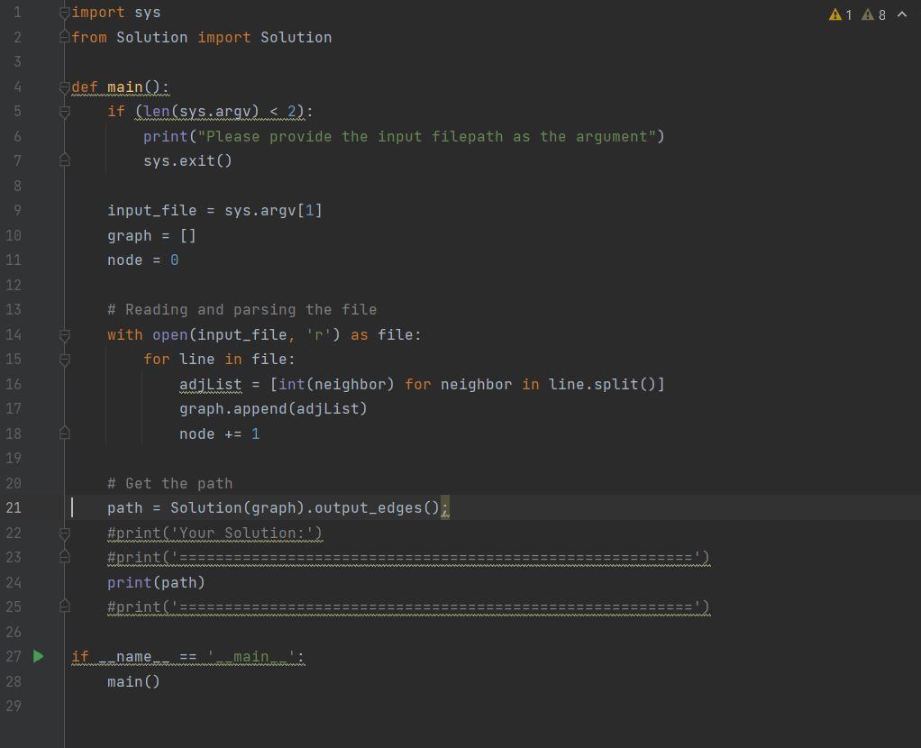Solved 1 import sys A2 A3 Av 2 3 class Solution: 4 5 definit | Chegg.com