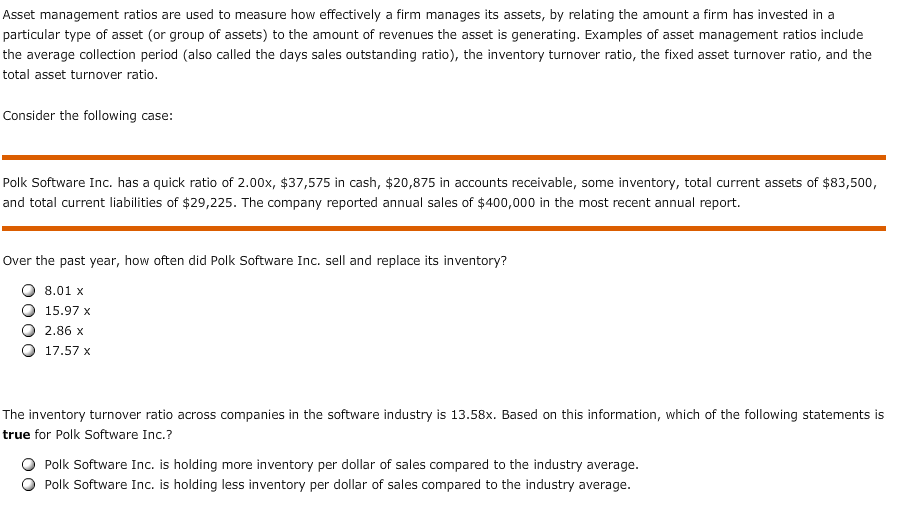 Solved Asset management ratios are used to measure how