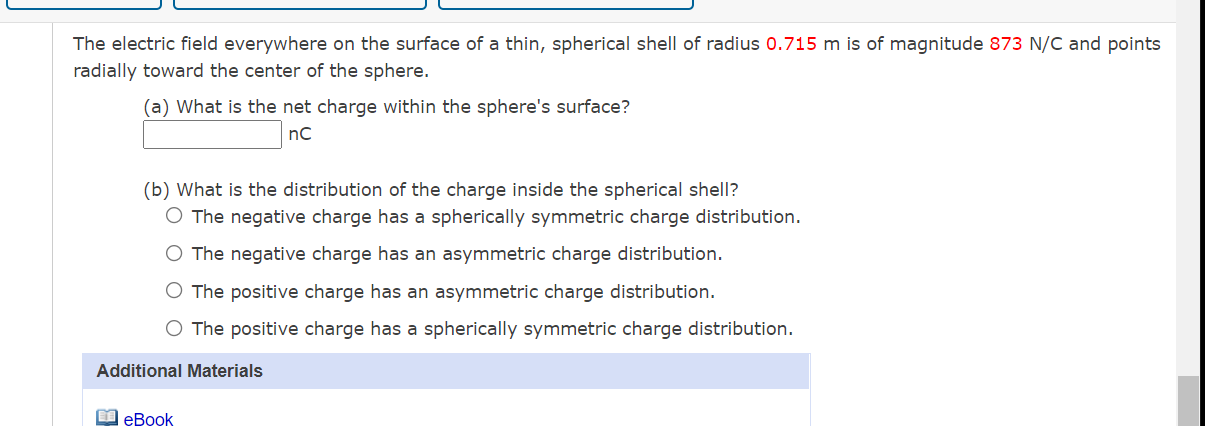Solved The electric field everywhere on the surface of a | Chegg.com