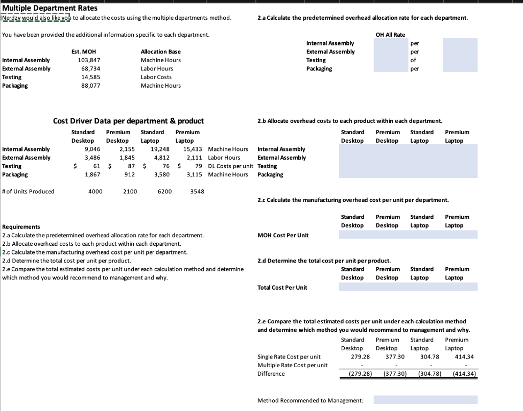 Solved Multiple Department Rates Nerdzy Would Also Like You | Chegg.com