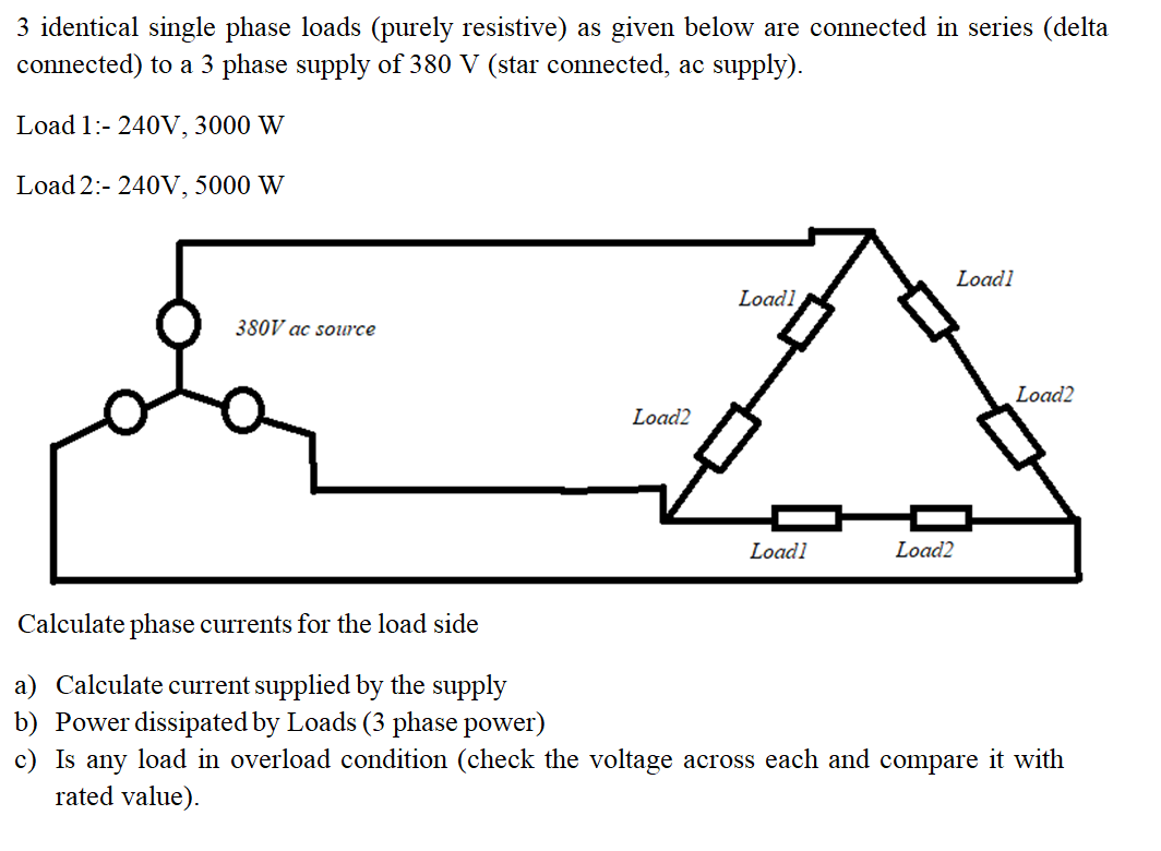 Solved 3 identical single phase loads (purely resistive) as | Chegg.com