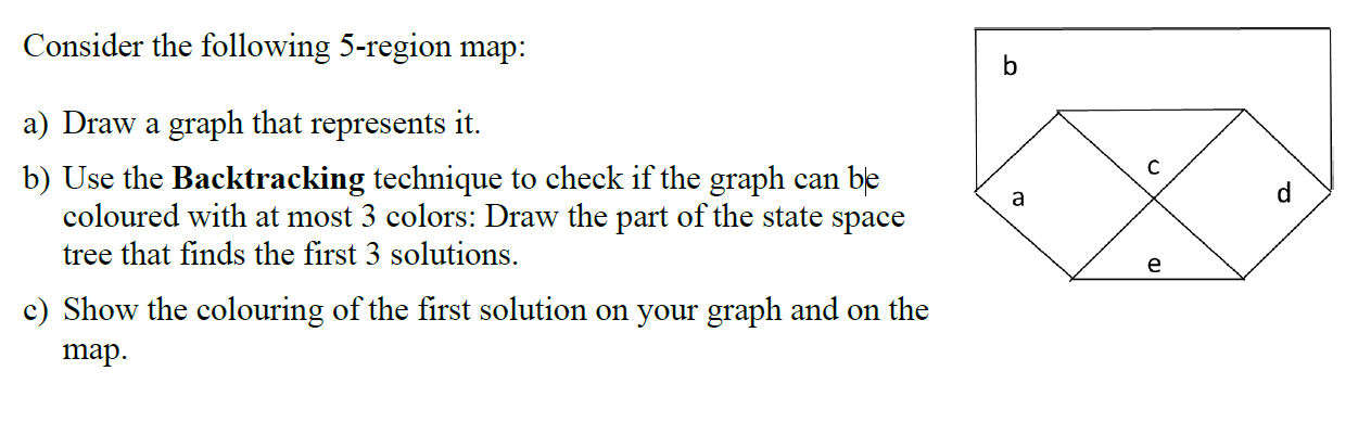 Solved Consider the following 5-region map: b с a a) Draw a | Chegg.com