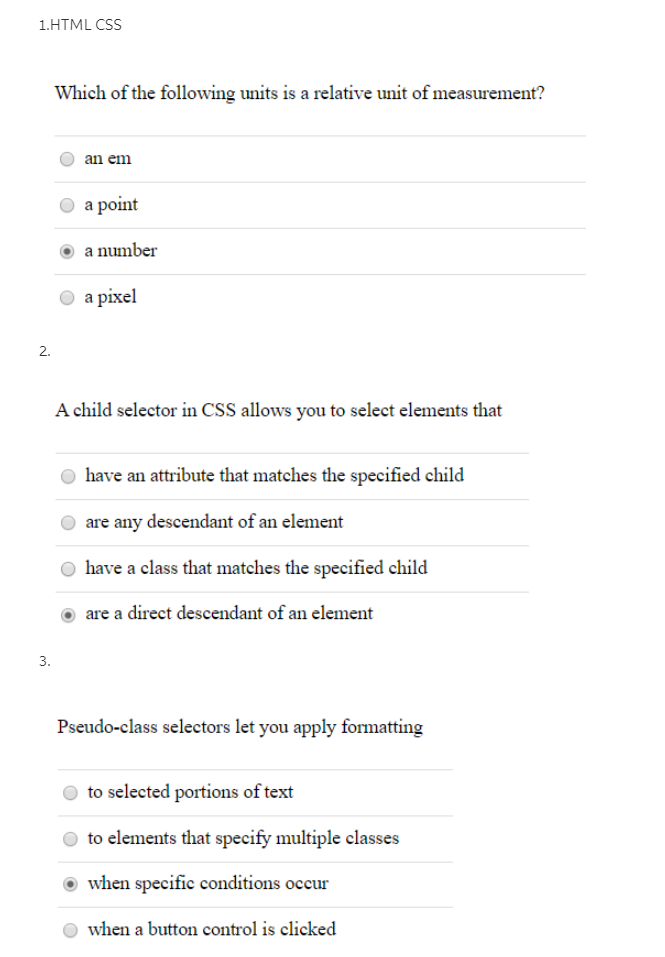 Solved 1.HTML CSS Which of the following units is a relative | Chegg.com
