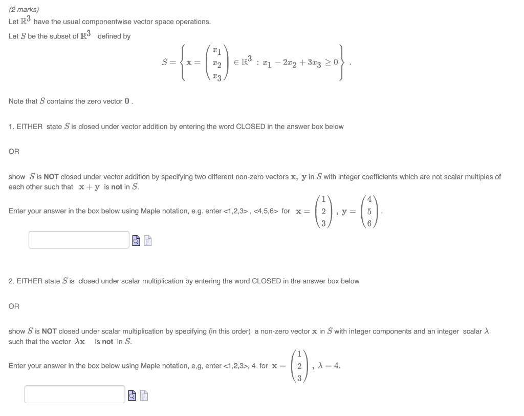 Solved (2 marks) Let R3 have the usual componentwise vector | Chegg.com