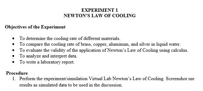 newton's cooling law experiment