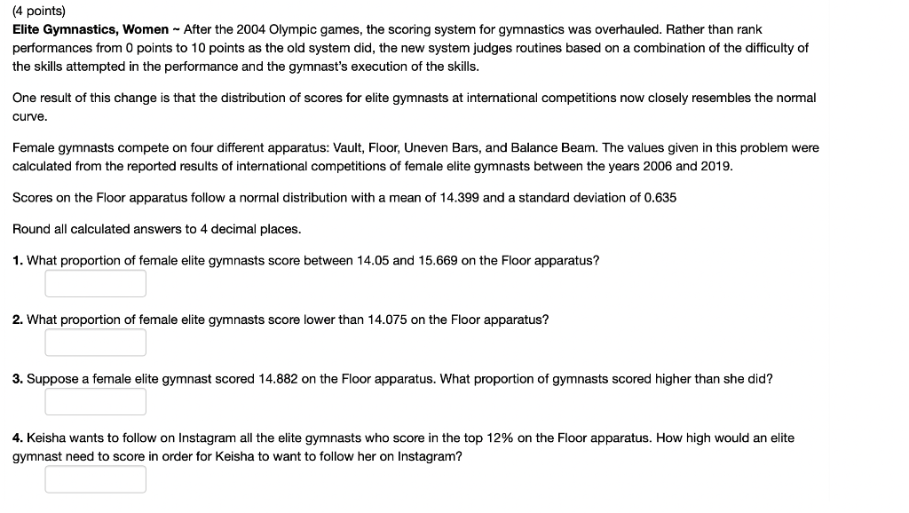 [solved]: (4 Points) Elite Gymnastics, Women After The 200