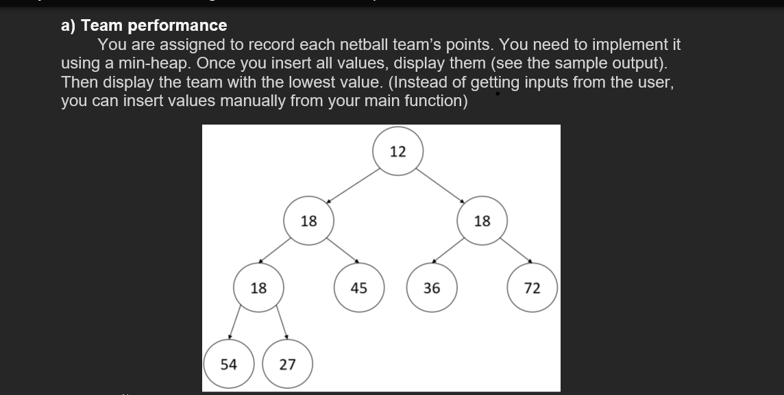 Solved a) Team performance You are assigned to record each | Chegg.com
