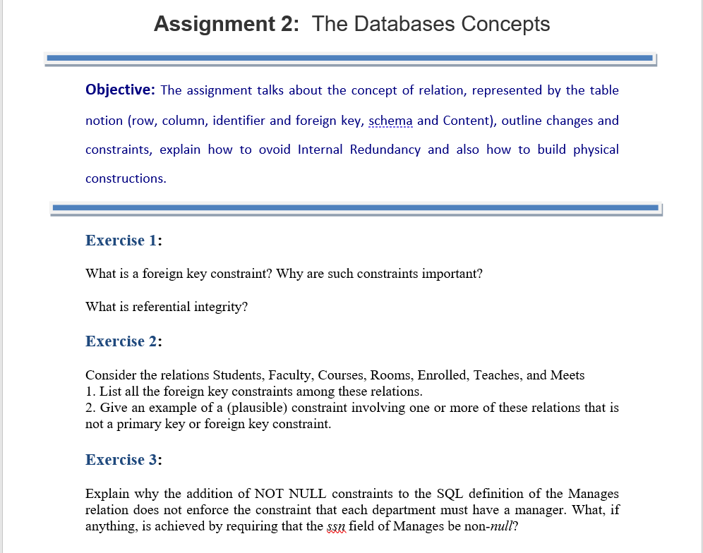 Solved Assignment 2: The Databases Concepts Objective: The | Chegg.com