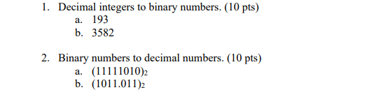 Solved Convert A Number In A Number System To Another One. 