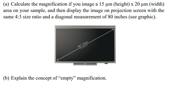 Solved (a) Calculate the magnification if you image a 15μm | Chegg.com