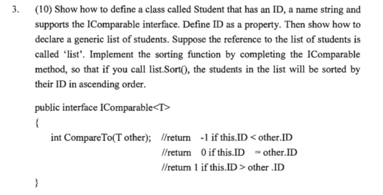Solved 3. (10) Show how to define a class called Student | Chegg.com
