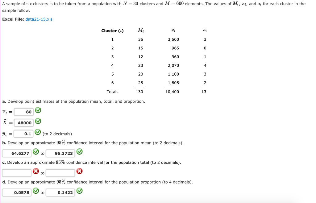 Solved A sample of six clusters is to be taken from a | Chegg.com