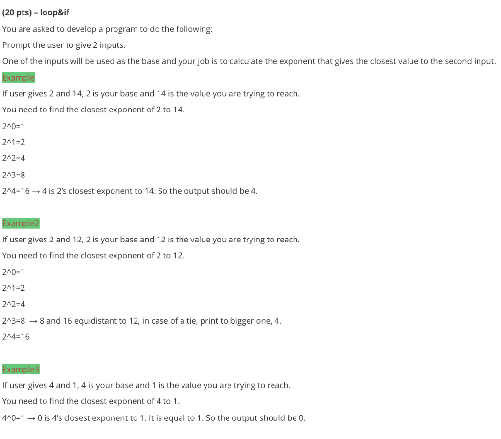 Solved (20 pts) - loop&if You are asked to develop a program | Chegg.com