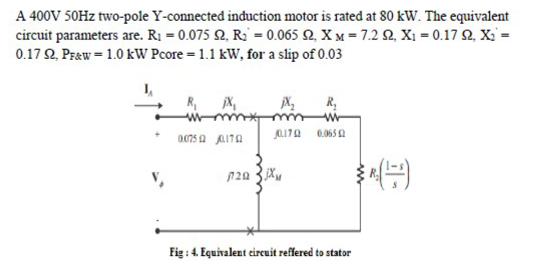 Solved A 400 V50 Hz two-pole Y-connected induction motor is | Chegg.com