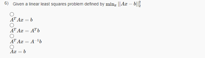 Solved Given a linear least squares problem defined by | Chegg.com