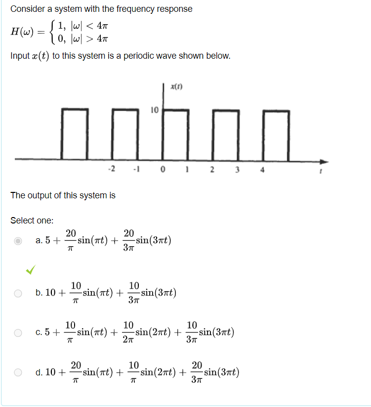 Solved Consider a system with the frequency response | Chegg.com