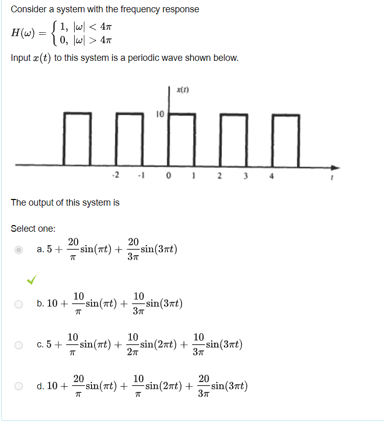 Solved Consider A System With The Frequency Response | Chegg.com