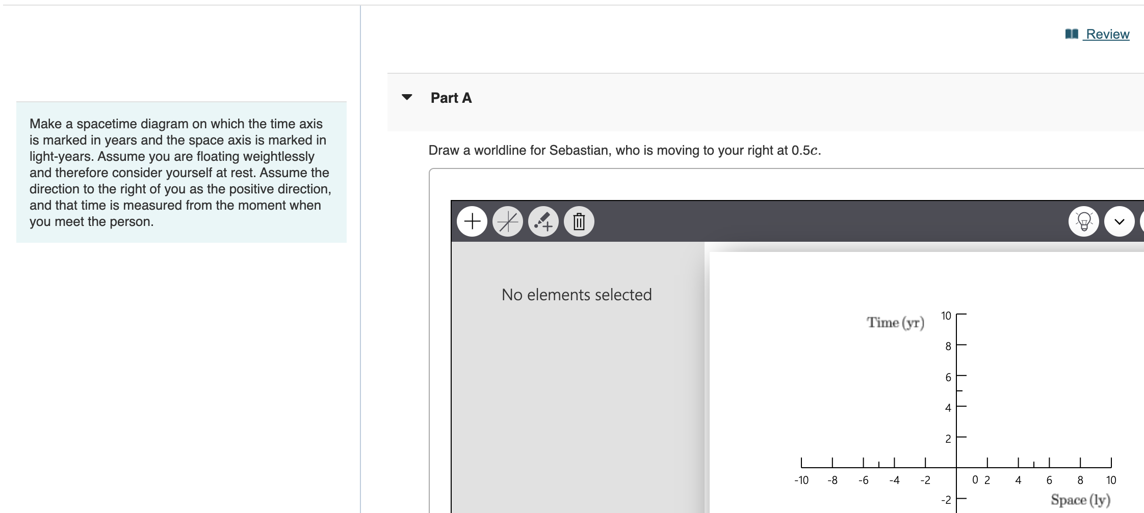 Solved Make a spacetime diagram on which the time axis is | Chegg.com