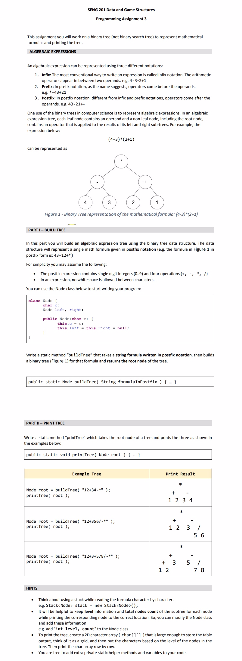 assignment operator binary tree