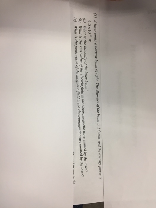 Solved () A laser emits a narrow beam of light. The diameter