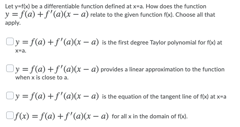 Solved Let y=f(x) be a differentiable function defined at | Chegg.com