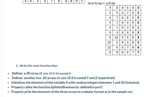 Solved 1. Write a C function named SplitAndSummarize that | Chegg.com
