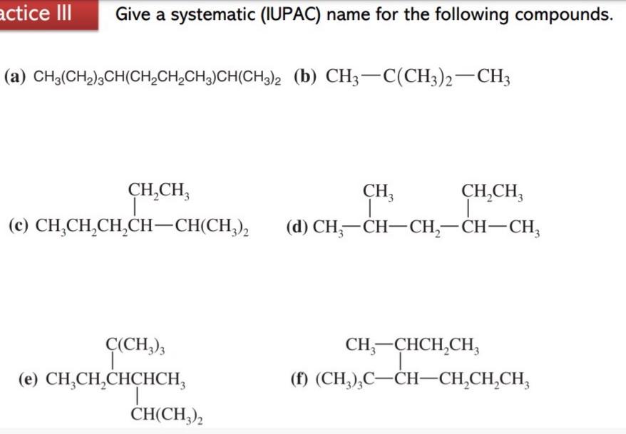 Solved Actice Iii Give A Systematic Iupac Name For The Chegg Com