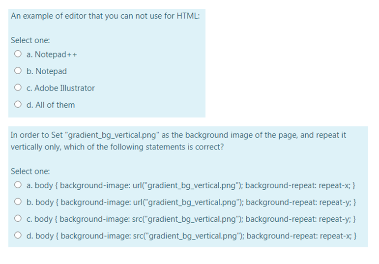 Solved An example of editor that you can not use for HTML: 