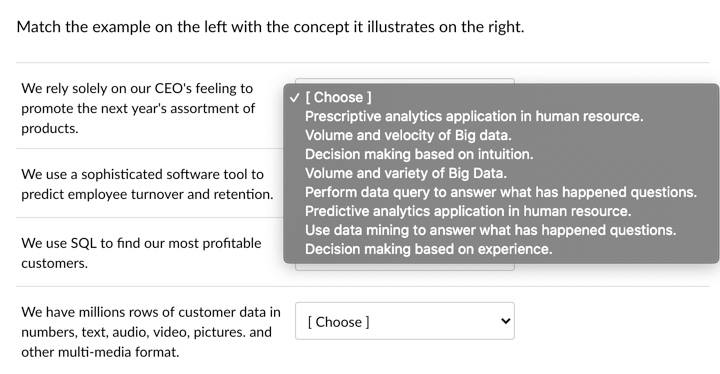 Solved Match the example on the left with the concept it | Chegg.com