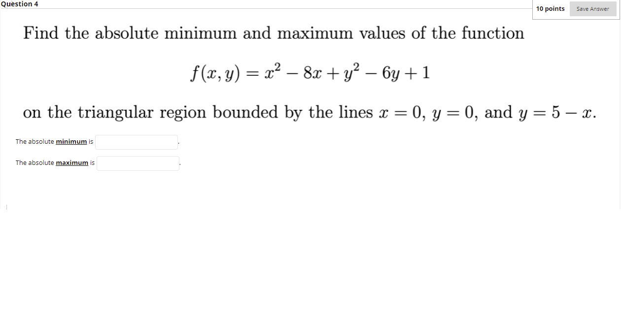 Solved Question 4 10 points Save Answer Find the absolute | Chegg.com